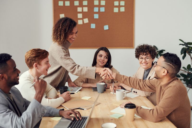 Business team collaborating at a table