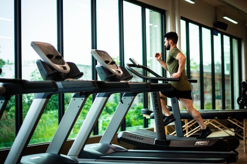 Training equipment in a bright fitness studio