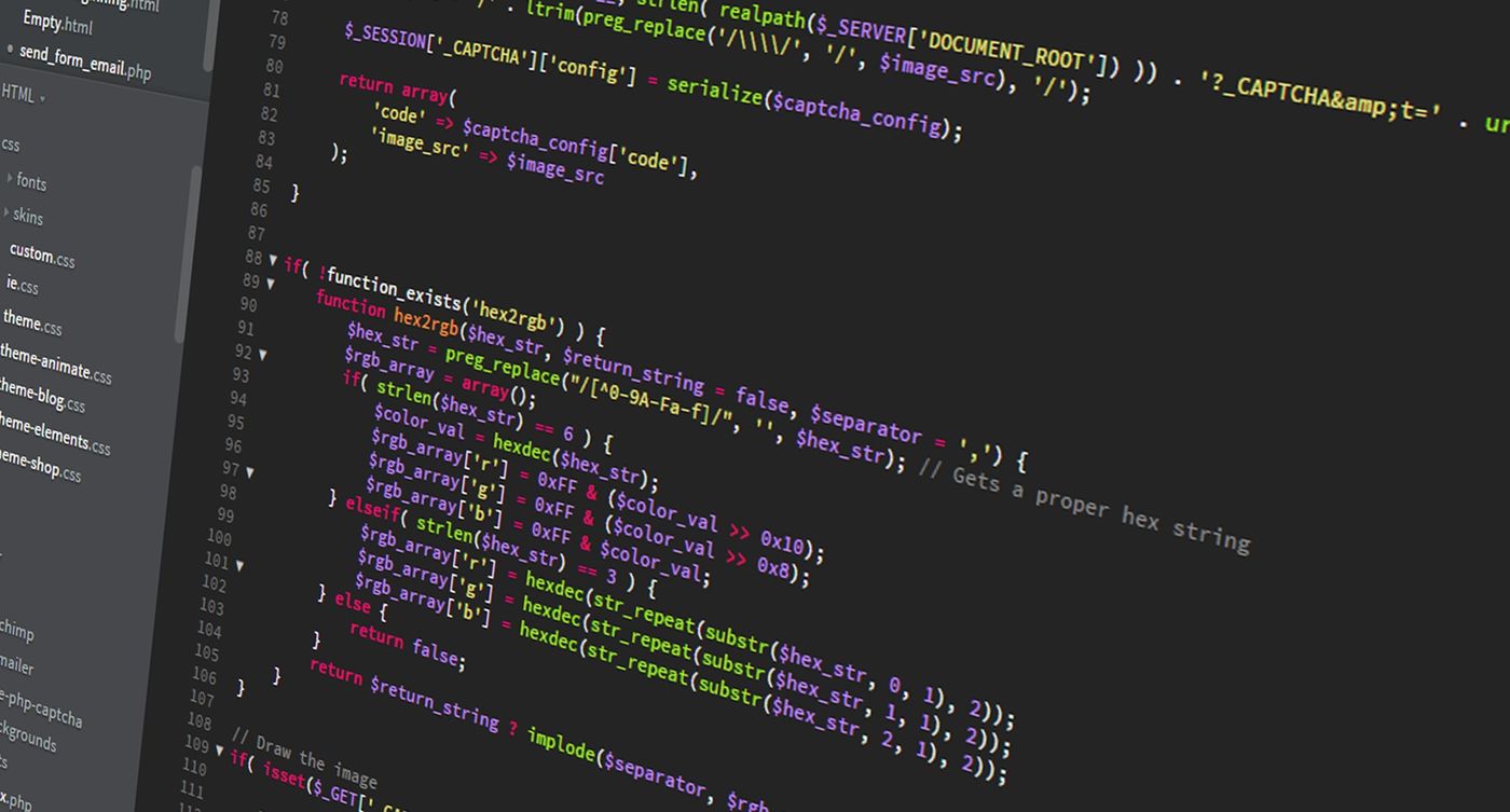 Code on a development screen