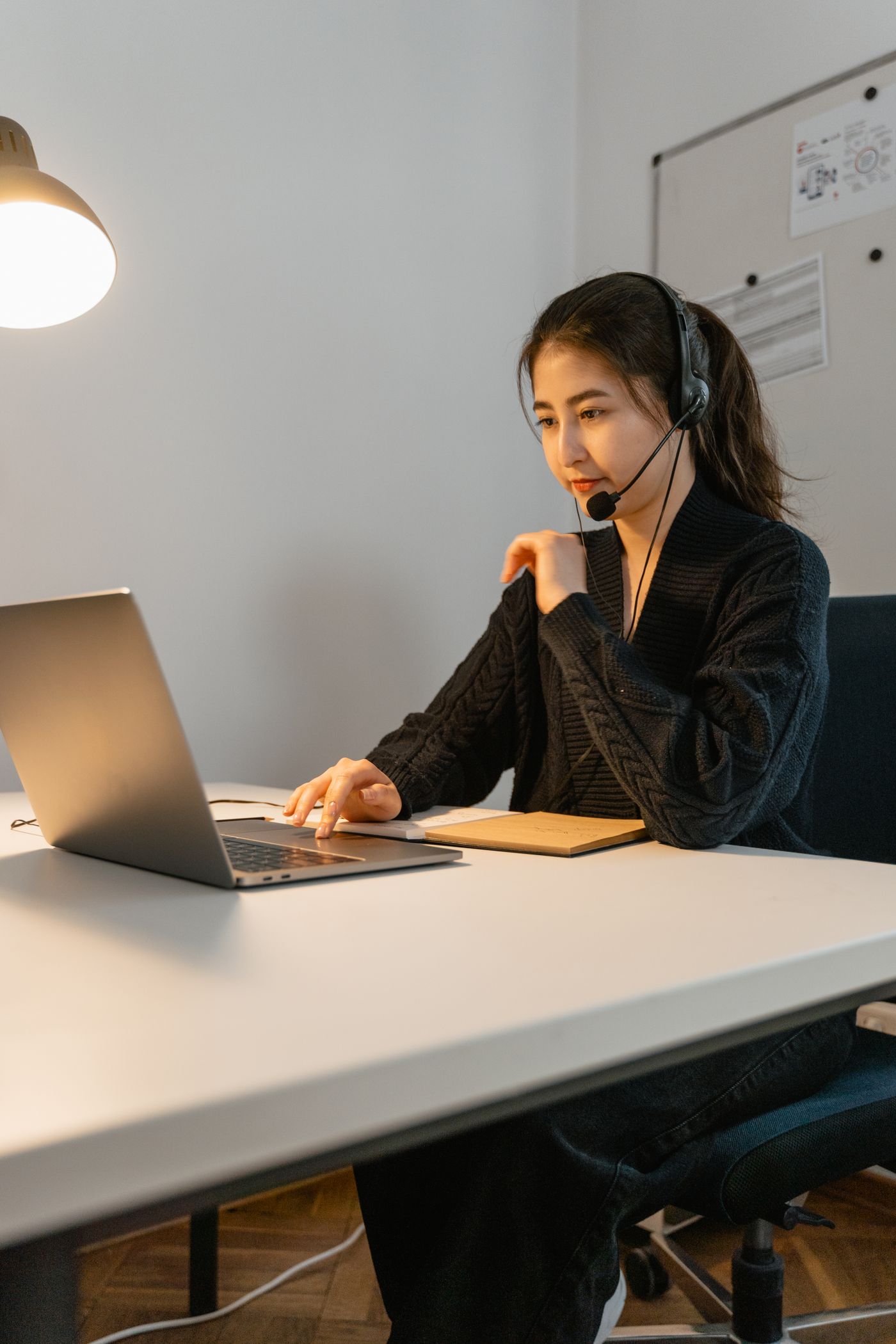 Professional customer support workspace